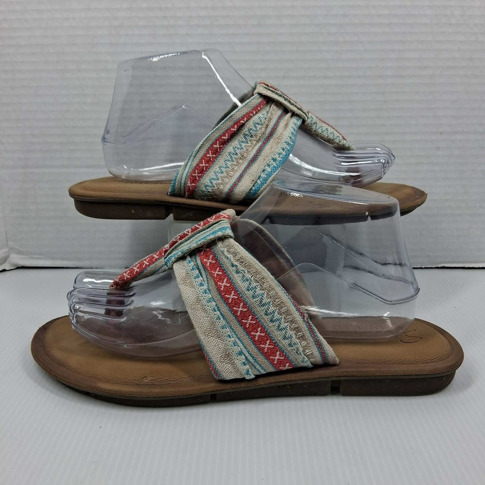 Skechers Luxe Foam‎ Thong Sandals Womens 9 Woven Boho Flat Slides 38961 NTMT